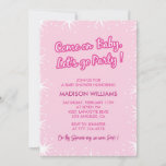 Hot pink baby shower invitations Typography Stars