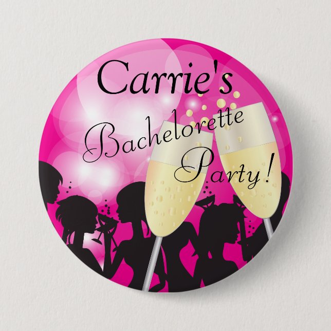 Hot Pink - Bachelorette Diva Girls Night Out Pinback Button (Front)