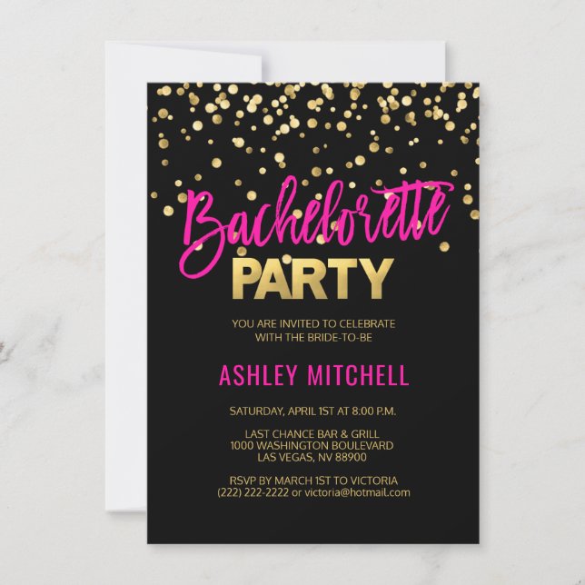 HOT Pink Bachelorette Party Invitations Templates (Front)