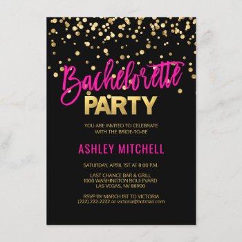 Hot Pink Bachelorette Party Invitations Templates by UniqueWeddingShop at Zazzle