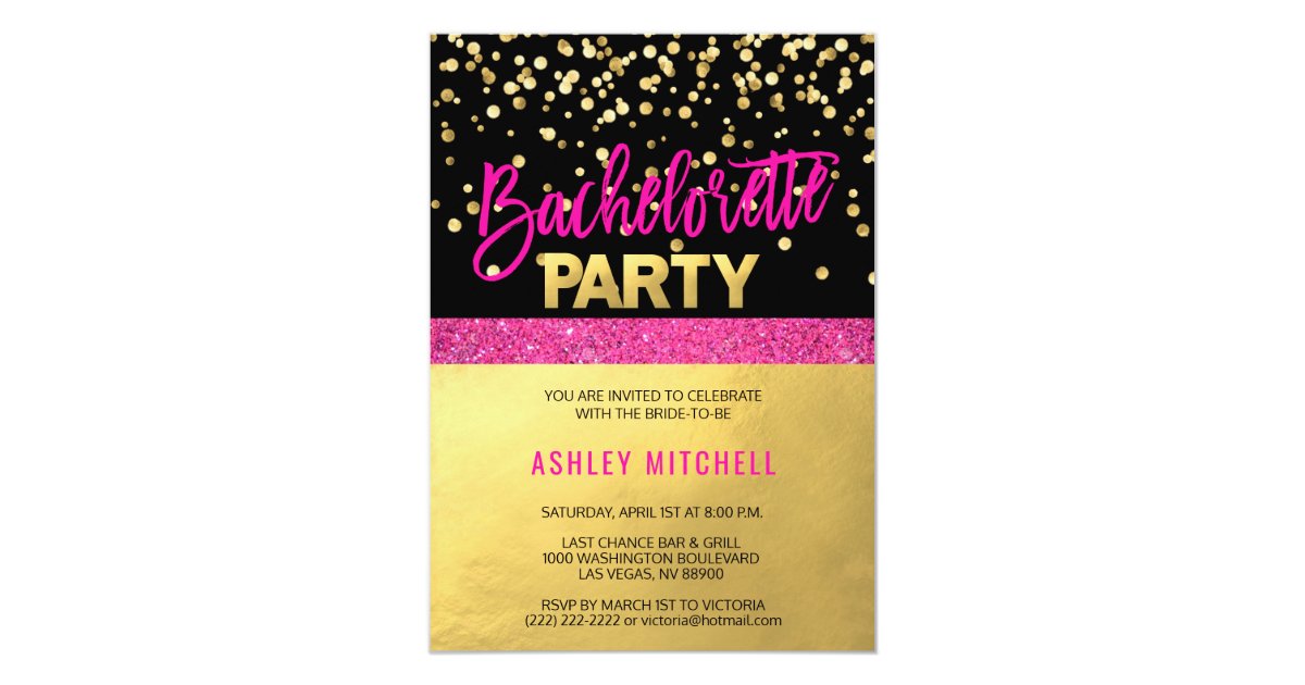 Hot Pink Bachelorette Party Invitations Templates Zazzle Com