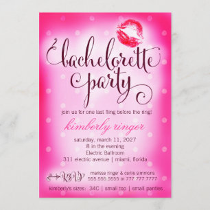 Hot Pink Bachelorette Party Invite