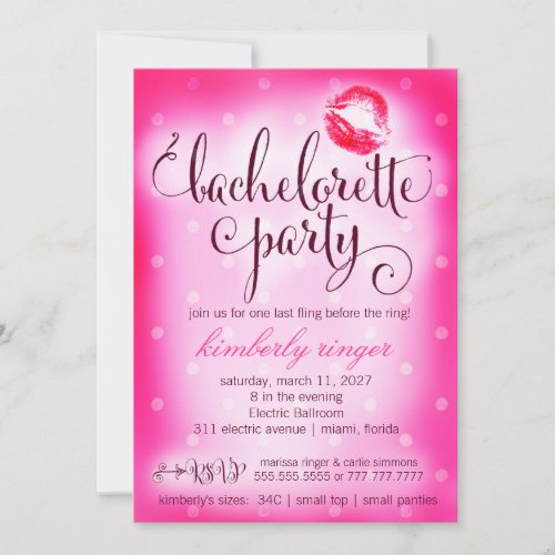 Hot Pink Bachelorette Party Invite