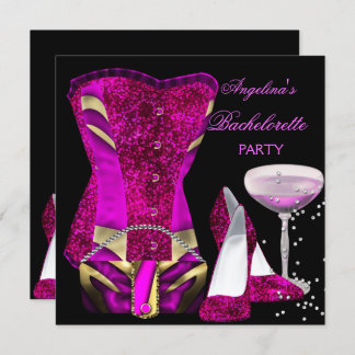 Hot Pink Bachelorette Party Shoes Corset Invitation