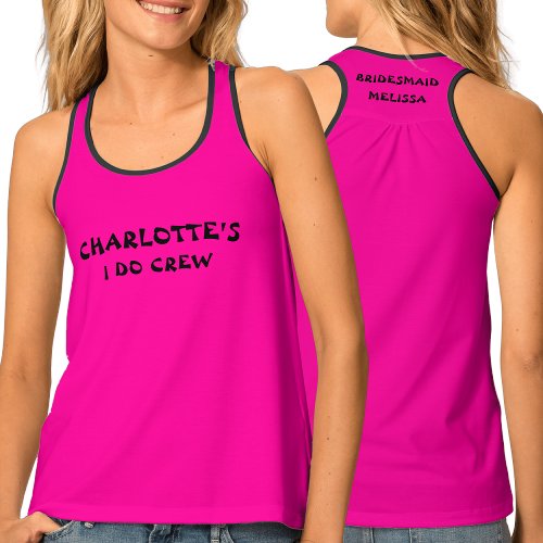 Hot Pink Bachelorette Personalized Name Bridesmaid Tank Top