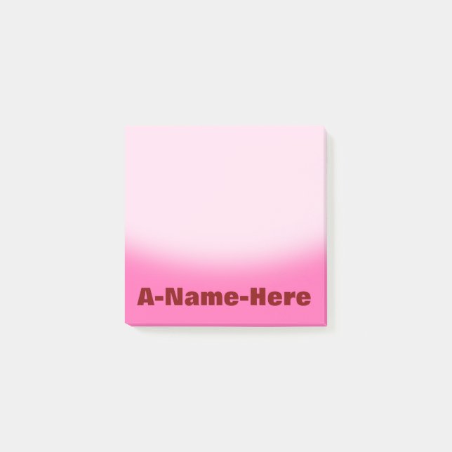 Hot Pink Background w/ Maroon Bold Name Post-it Notes (Front)