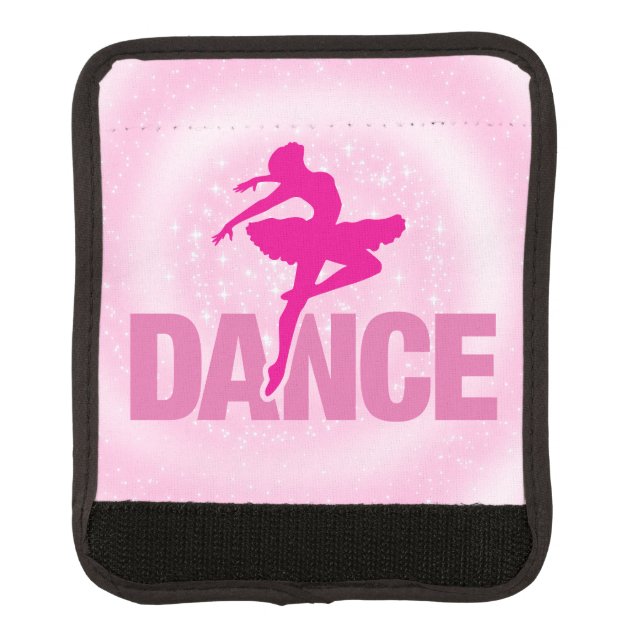 Hot Pink Ballerina Dance Sparkle  Luggage Handle Wrap (Front)
