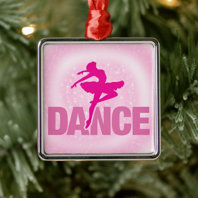 Hot Pink Ballerina Dance Sparkle   Metal Ornament (Tree)