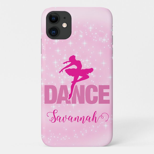 Hot Pink Ballerina Dance Sparkle Personalized Case-Mate iPhone Case (Back)