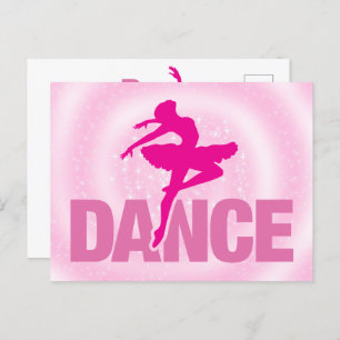 Hot Pink Ballerina Dance Sparkle    Postcard