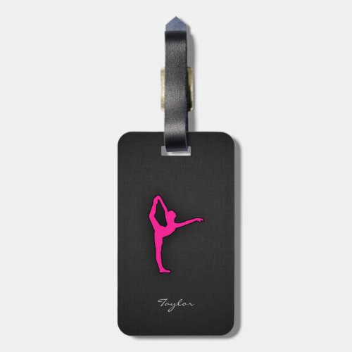 Hot Pink Ballet Dancer Luggage Tag