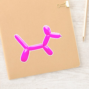 Hot Pink Balloon Animal Dog Sticker