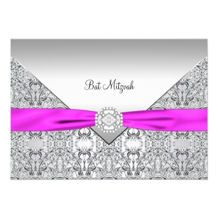 Hot Pink Bat Mitzvah Custom Invites