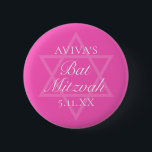 Hot Pink Bat Mitzvah Party Star of David Button<br><div class="desc">This girly bright pink Bat Mitzvah party button features a minimalist modern typography layout over a Star of David symbol for a Jewish girl. Cute and feminine favor for your teenager.</div>