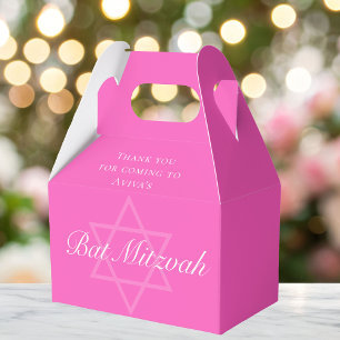 Hot Pink Bat Mitzvah Party Star of David Custom Favor Boxes
