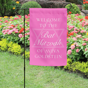 Hot Pink Bat Mitzvah Party Star of David Garden Flag