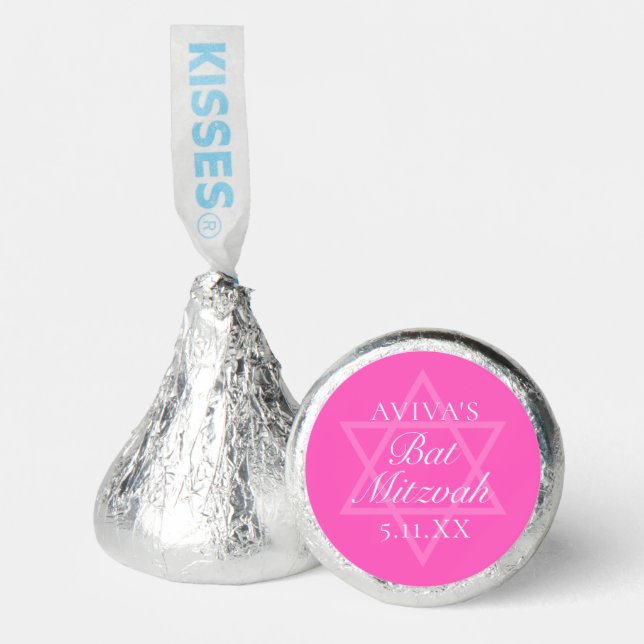 Hot Pink Bat Mitzvah Party Star of David Hershey®'s Kisses® (Front)