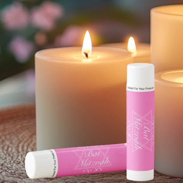 Hot Pink Bat Mitzvah Party Star of David Lip Balm (Creator Uploaded)