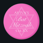Hot Pink Bat Mitzvah Party Star of David Magnet<br><div class="desc">This girly bright pink Bat Mitzvah party magnet features a minimalist modern typography layout over a Star of David symbol for a Jewish girl. Cute and feminine favor for your teenager.</div>