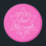Hot Pink Bat Mitzvah Party Star of David Magnet<br><div class="desc">This girly bright pink Bat Mitzvah party magnet features a minimalist modern typography layout over a Star of David symbol for a Jewish girl. Cute and feminine favor for your teenager.</div>