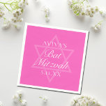Hot Pink Bat Mitzvah Party Star of David Napkins<br><div class="desc">This girly bright pink Bat Mitzvah party napkin features a minimalist modern typography layout over a Star of David symbol for a Jewish girl. Cute and feminine decor for your teenager.</div>