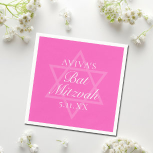 Hot Pink Bat Mitzvah Party Star of David Napkins