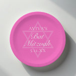 Hot Pink Bat Mitzvah Party Star of David Paper Plates<br><div class="desc">This girly bright pink Bat Mitzvah party paper plate features a minimalist modern typography layout over a Star of David symbol for a Jewish girl. Cute and feminine decor for your teenager.</div>