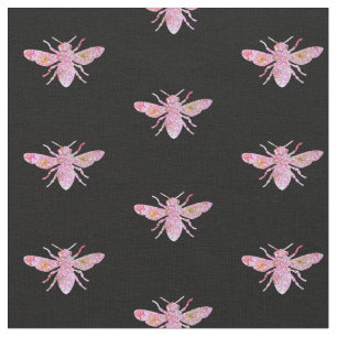 hot pink bees fabric