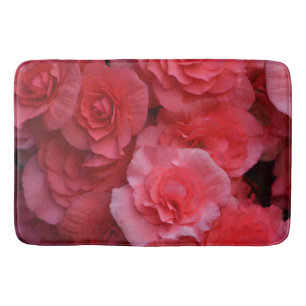 Hot Pink Begonia Floral Bathroom Mat