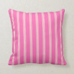 [ Thumbnail: Hot Pink & Beige Lined Pattern Throw Pillow ]