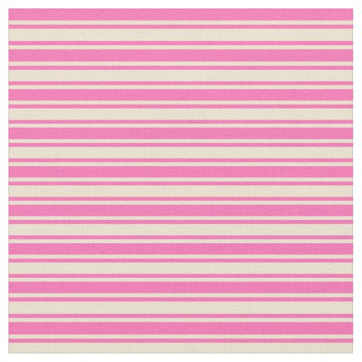 Hot Pink & Beige Striped Pattern Fabric