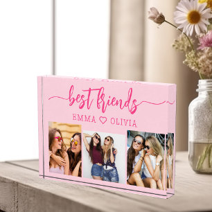 Hot Pink Best Friends 3 Photo Collage Keepsake
