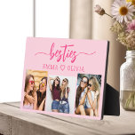 Hot Pink Besties Friends 3 Photo Collage Keepsake Plaque<br><div class="desc">Celebrate your friendship with the Hot Pink Besties Friends 3 Photo Collage Keepsake Plaque. This vibrant and personalized plaque features a stylish hot pink design, showcasing a beautifully arranged collage of three cherished photos. Crafted from high-quality materials, it’s perfect for displaying on a desk, shelf, or wall. The heartfelt "Besties"...</div>