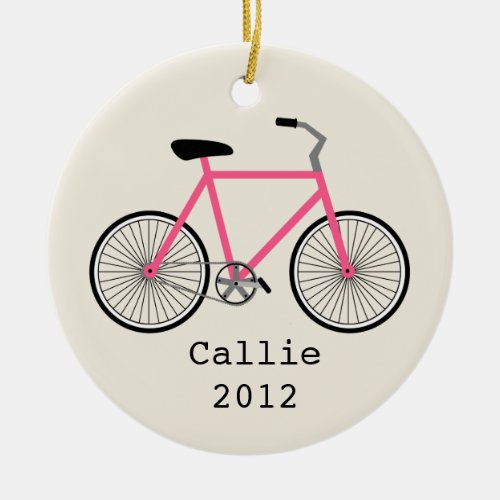 Hot Pink Bicycle Personalized Ornament