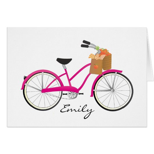 Hot PInk Bicycle with Oranges Cards (Front Horizontal)