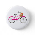 Hot PInk Bicycle with Oranges Pinback Button