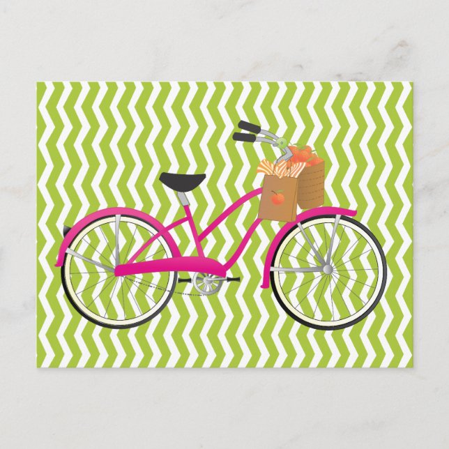 Hot PInk Bicycle with Oranges Postcard (Front)