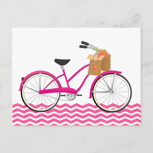 Hot PInk Bicycle with Oranges Postcard (Front)