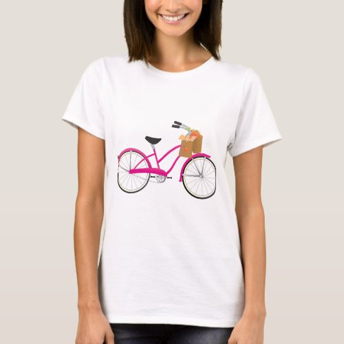 Hot PInk Bicycle with Oranges T_Shirt