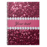 Hot Pink Big Faux Glitter And Diamonds Notebook at Zazzle