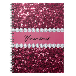 Hot Pink Big Faux Glitter and Diamonds Notebook