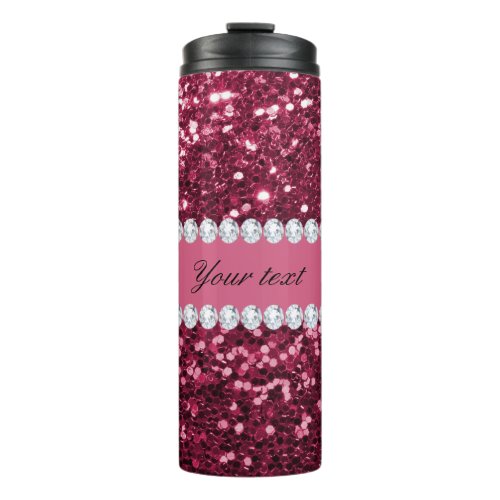 Hot Pink Big Faux Glitter and Diamonds Thermal Tumbler