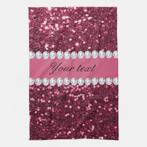 Hot Pink Big Faux Glitter and Diamonds Towel