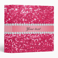 Hot Pink Big Faux Glitter with Diamonds