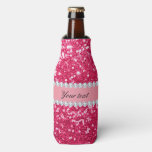 Hot Pink Big Faux Glitter With Diamonds Bottle Cooler at Zazzle