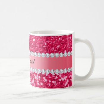 Hot Pink Big Faux Glitter With Diamonds Coffee Mug by glamgoodies at Zazzle