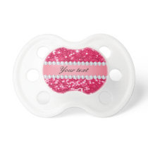Hot Pink Big Faux Glitter with Diamonds Pacifier Hot Pink Big Faux Glitter with Diamonds Pacifier