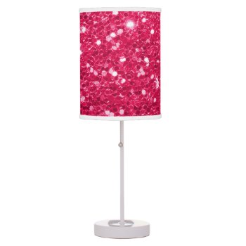 Hot Pink Big Faux Glitter With Diamonds Table Lamp by glamgoodies at Zazzle