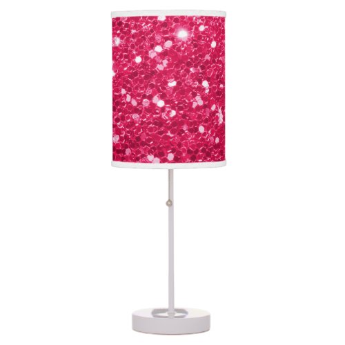 Hot Pink Big Faux Glitter with Diamonds Table Lamp