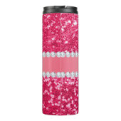 Hot Pink Big Faux Glitter with Diamonds Thermal Tumbler (Back)